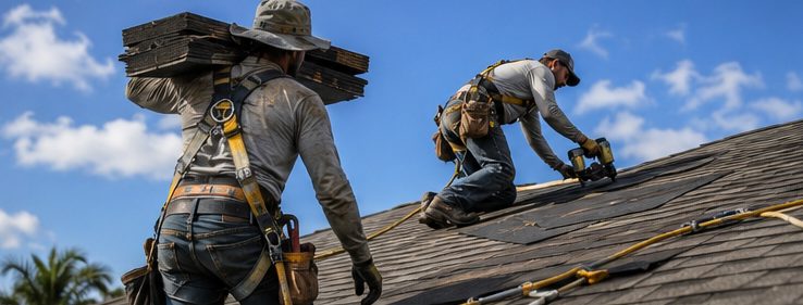 New shingle roof installed by a Florida roofing crew